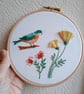 Bird with flowers embroidery art - hand embroidered picture - Image 8