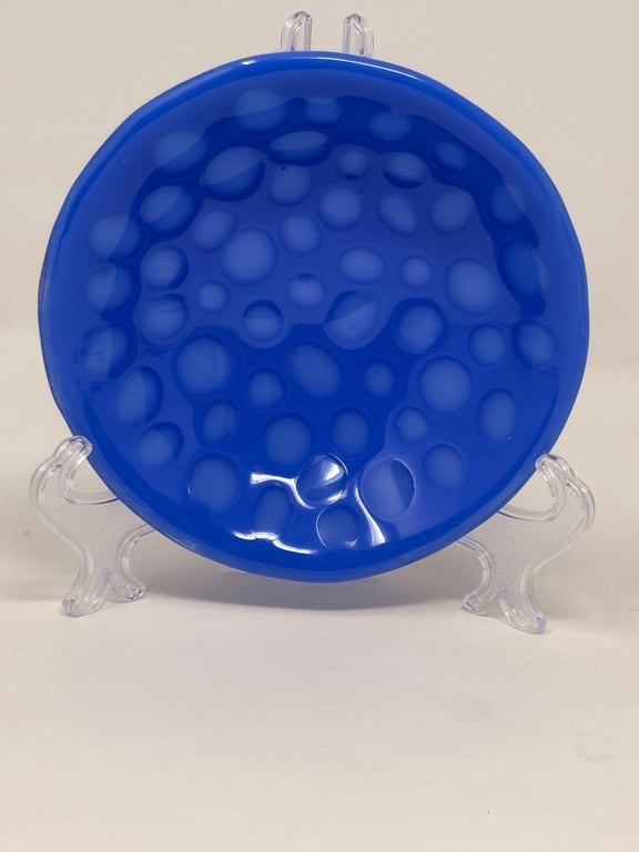 Fused Glass 'Blue Dot' Bowl