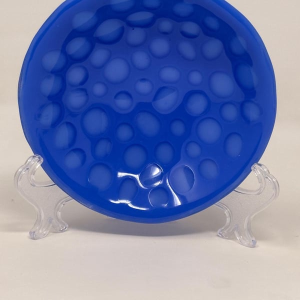Fused Glass 'Blue Dot' Bowl