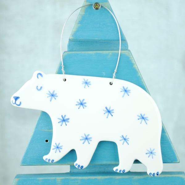 Ceramic Polar Bear (with Star) Decoration