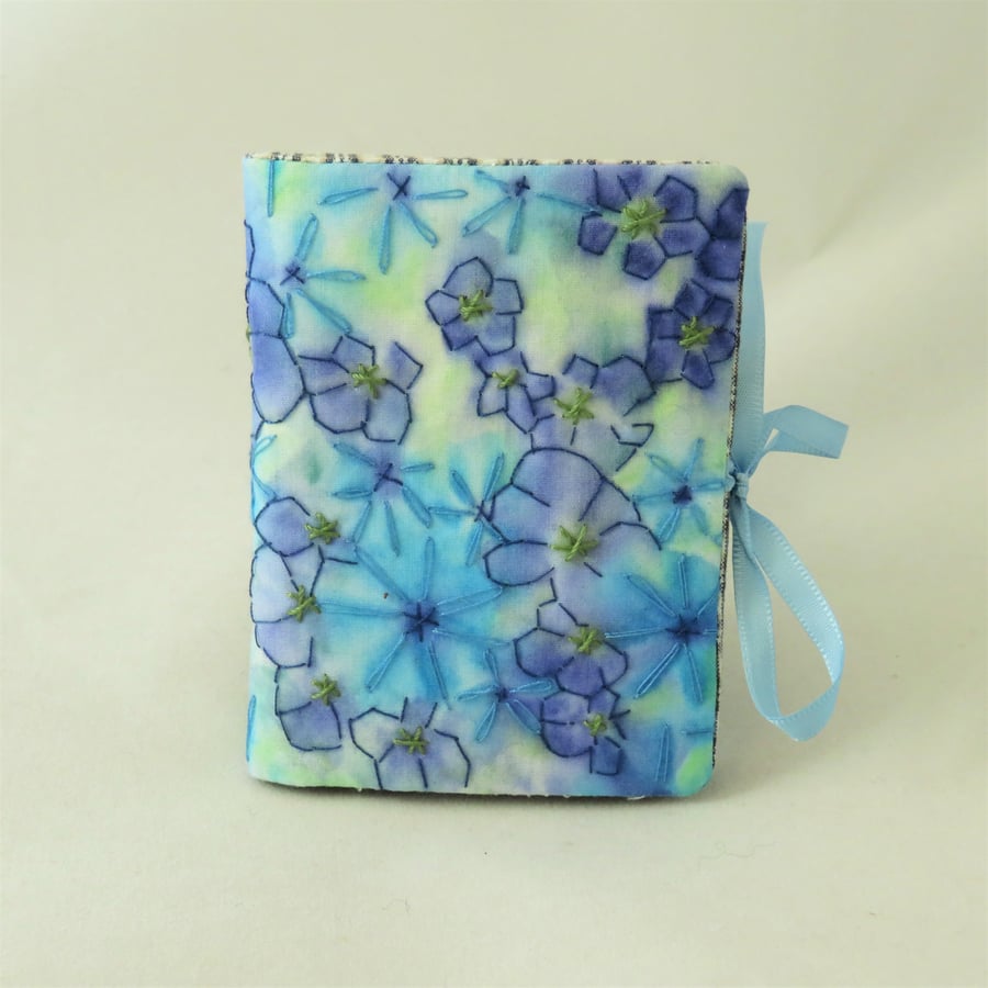 Needle book - hand-painted flowers on upcycled fabric