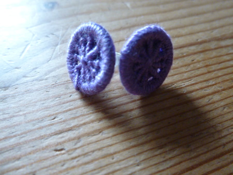 Dorset Button Earrings, Purple
