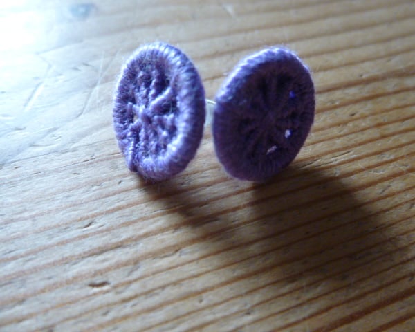 Dorset Button Earrings, Purple