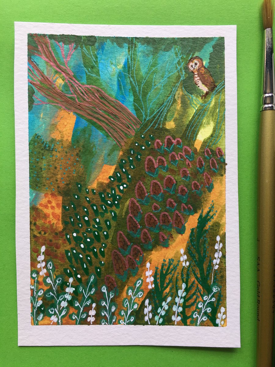 Owl painting small art work