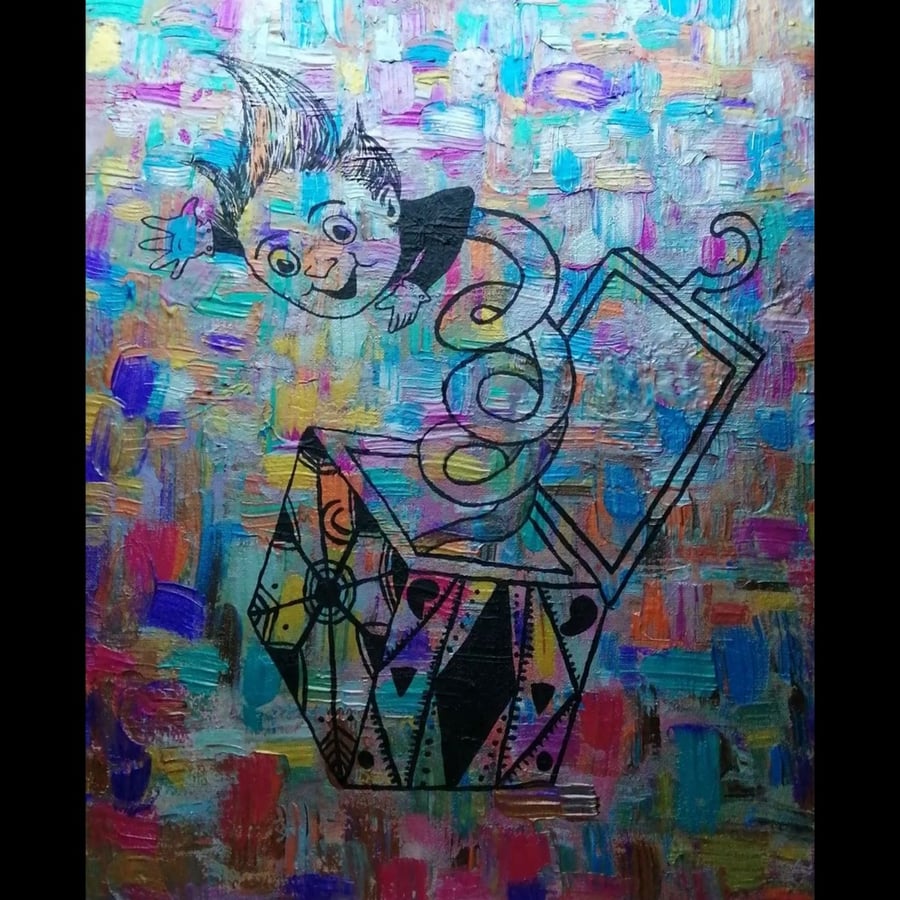 Jack in the Box  (Original Pearl Acrylic Painting) 