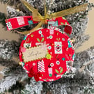 Personalised Present Print Bauble - Handmade Red Keepsake Hoop