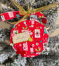 Personalised Present Print Bauble - Layla Name Hoop - Handmade Red Keepsake Orna