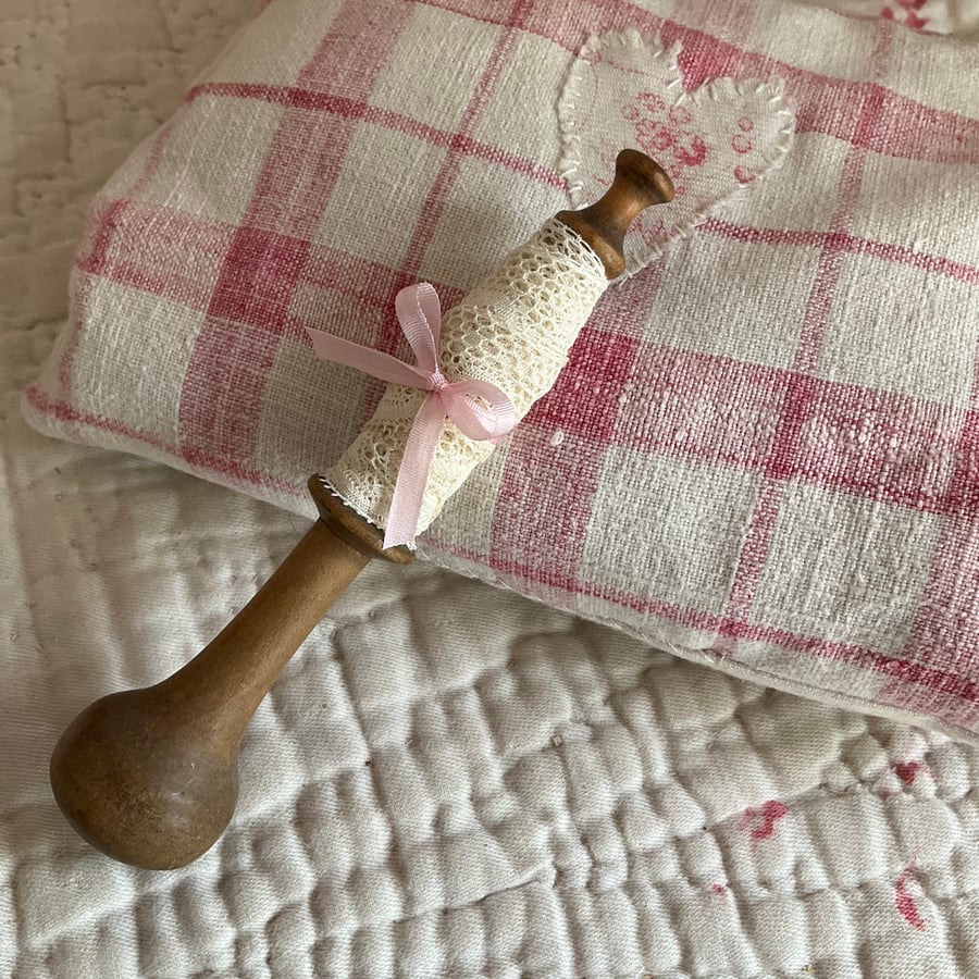 French Antique wooden lace bobbin