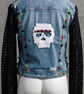 Custom XS Zara Recycled Denim Jacket: Obsidian Crochet Sleeves  - Image 4