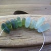 10 Natural sea glass beads, mixed, chunkies , supplies (58)