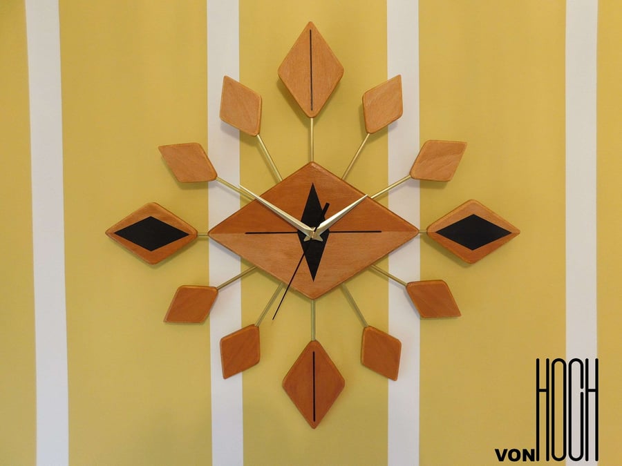 DIAMOND Mid Century Modern Style Wall Clock