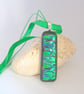 Dichroic glass pendant art Blue-emerald two - Image 1