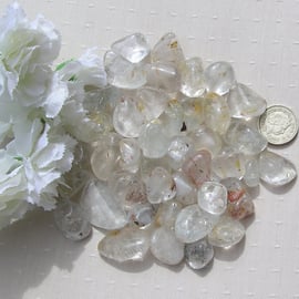 8 White Silver Topaz Crystal Tumblestones