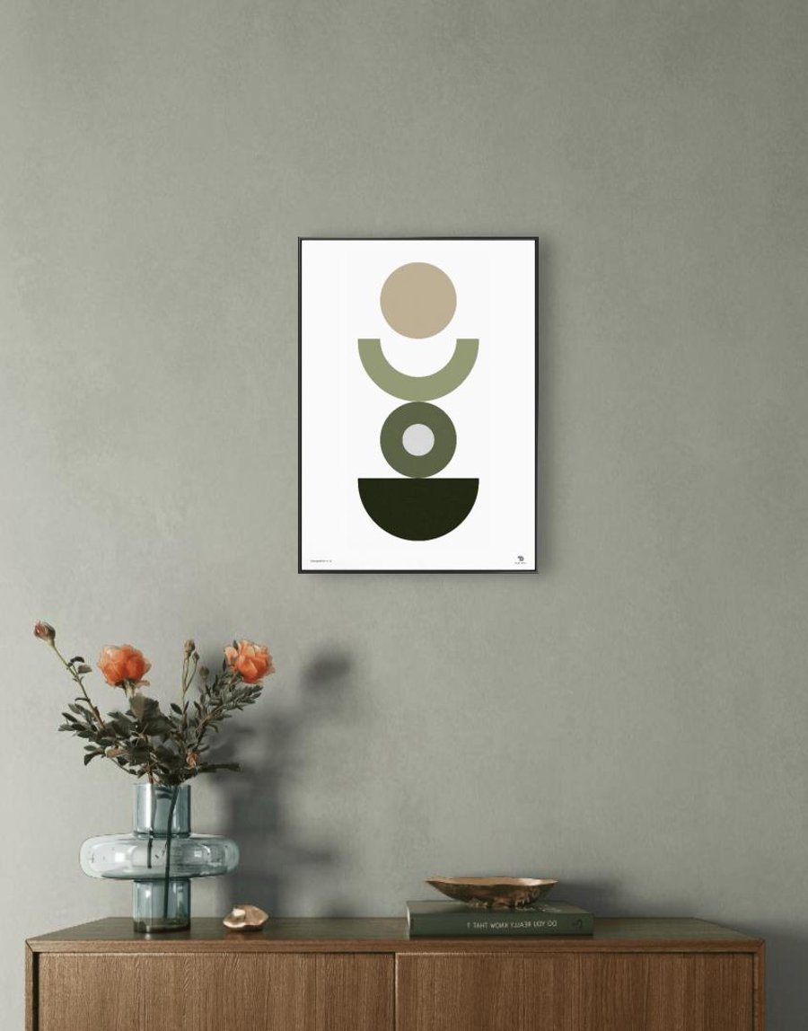 Mid Century Modern Geometric Print, Abstract Neutral Wall Art, Boho wallart