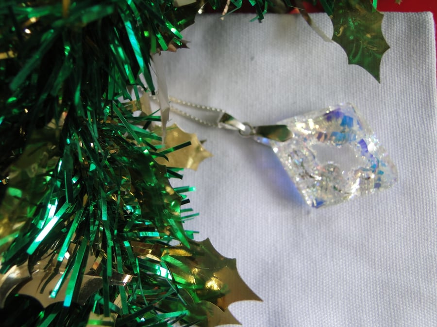 Sparkling crystal pendant on sterling silver chain - rare Swarovski crystal