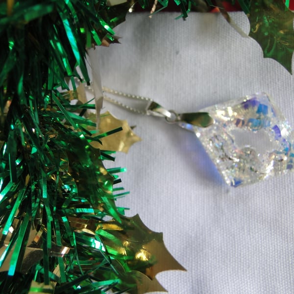 Sparkling crystal pendant on sterling silver chain - rare Swarovski crystal