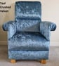 Teal Blue Velvet Armchair Adult Chair Accent Small Nursery Bedroom Crushed - Image 2