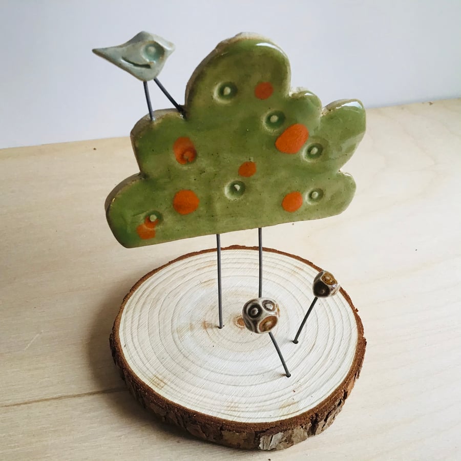 Tree and bird decoration with stand