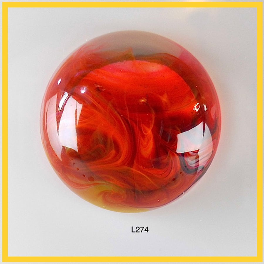 Large Round Red Cabochon, Unique, hand made, Resin Jewelry,  L274