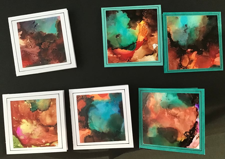 Pack of 6 small abstract design gift cards 
