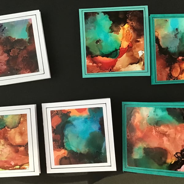 Pack of 6 small abstract design gift cards 