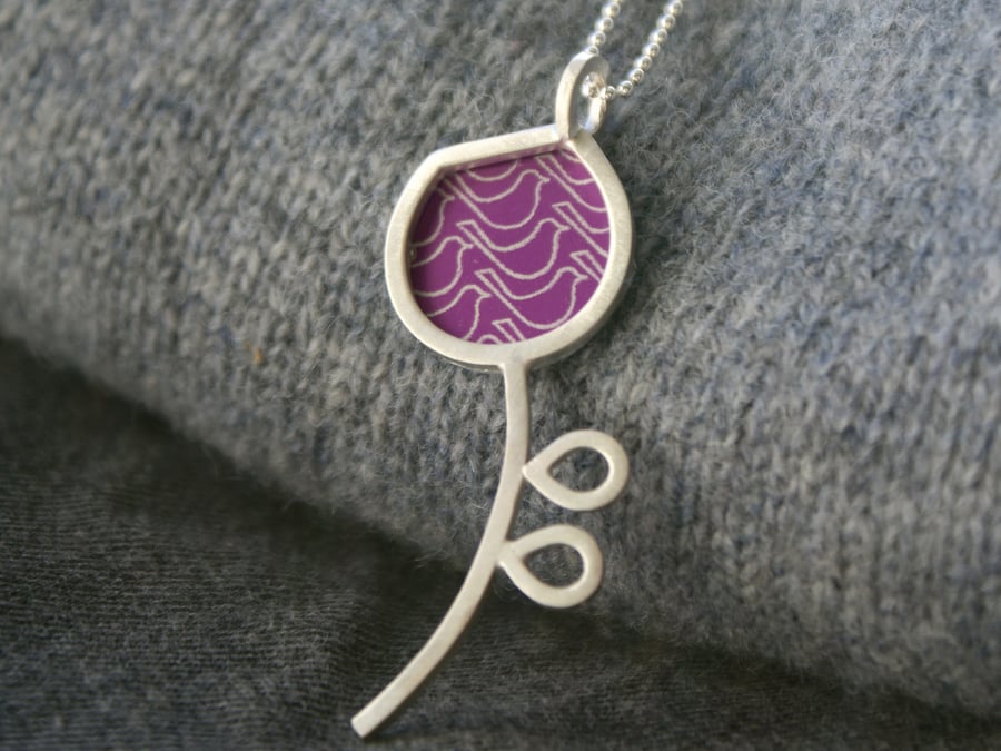 Silver and pink pod pendant