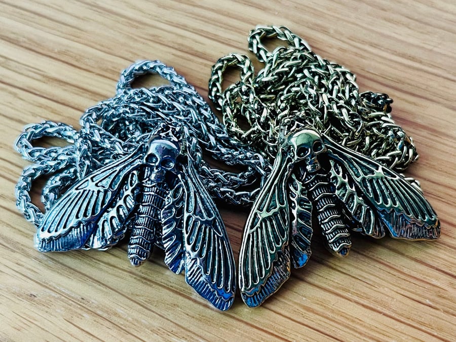 Silver Bronze Messenger Moth Pendant Amulet Necklace DnD Magical Item