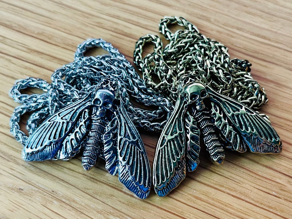 Silver Bronze Messenger Moth Pendant Amulet Necklace DnD Magical Item