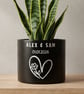 Personalised Black Plant Pot with Floral Heart  - Image 1