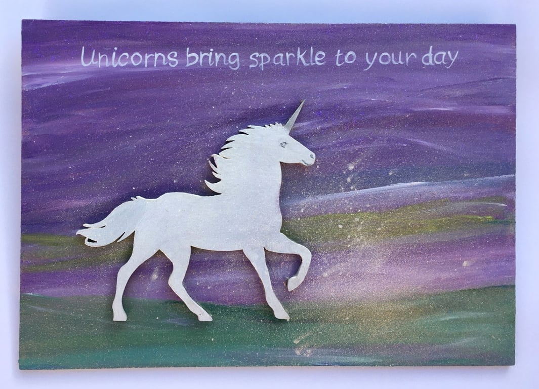 Unicorns bring Sparkle to your day. Wooden wall hanging.