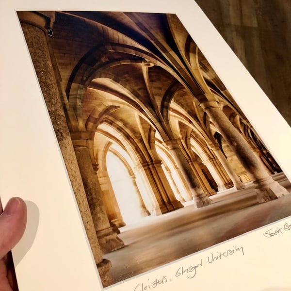 The Cloisters, Glasgow (colour version) Signed Mounted Print FREE DELIVERY