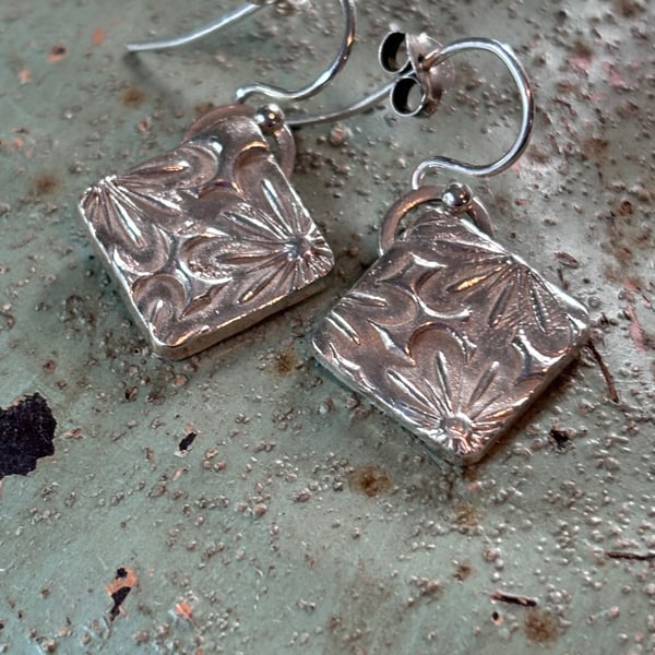 Handmade Fine Silver Earrings - double sided!  Free UK postage