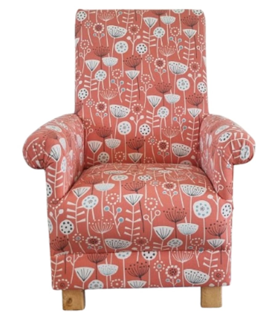 Fryetts Bergen Burnt Orange Fabric Chair Adult Armchair Floral Flowers Bedroom 