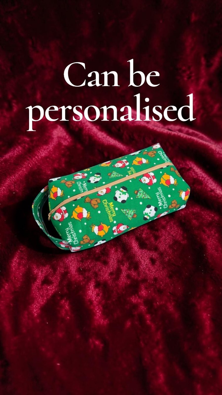 Personalised large christmas makeup bag with quote 