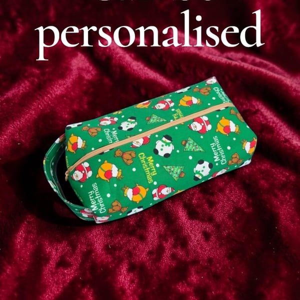 Personalised large christmas makeup bag with quote 