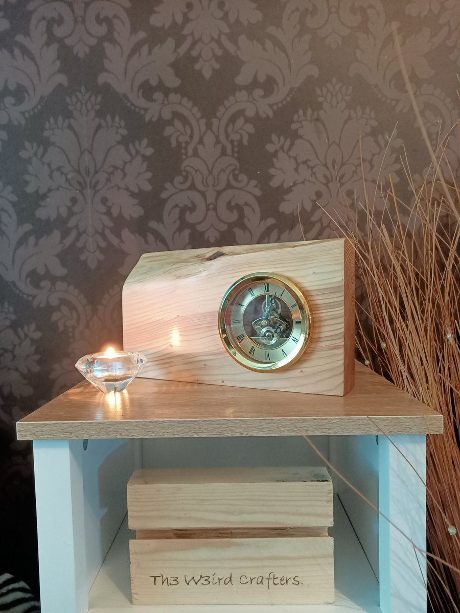 Steampunk clock redwood wooden clock