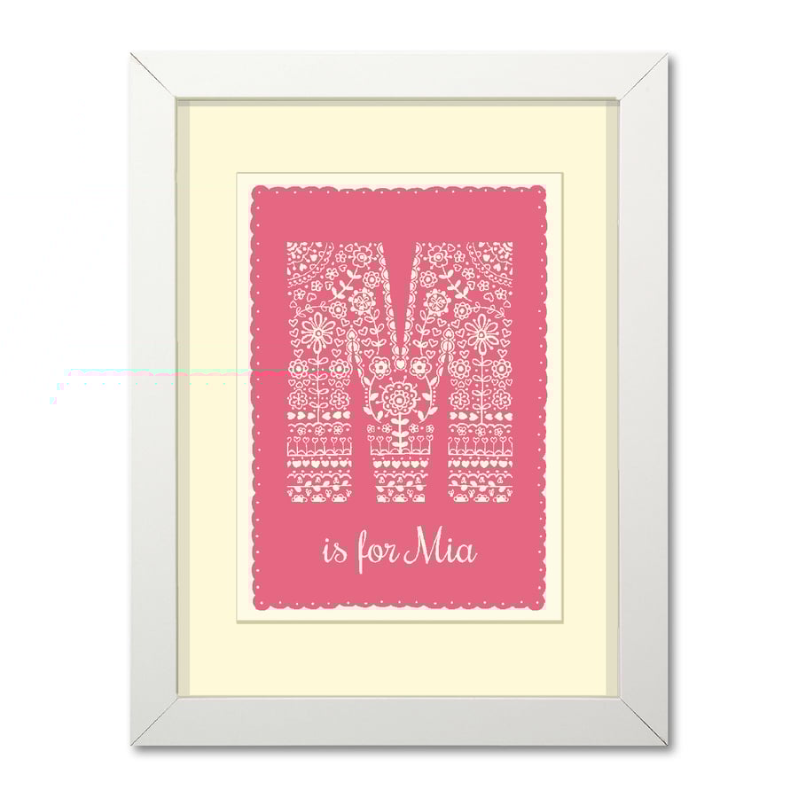 Girls Personalised Initial Print