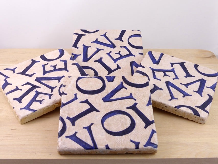 Set of 4 Marble 'Love' Coasters