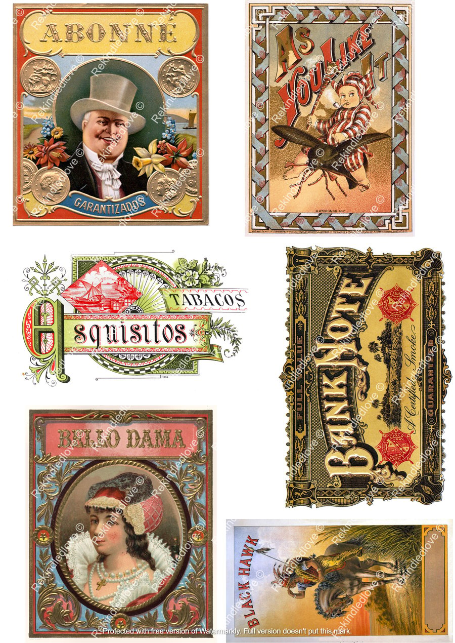 A4 Set Of 6 Vintage American Advert Stickers-for scrapbooks, journals & tags.