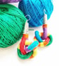 Rainbow statement earrings handcrafted with cotton yarn, Free Delivery - Image 9