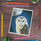 Perfectly Imperfect Fine Art Print of "Queen of the Night" Owl and Moon SAMPLE