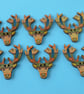 Wooden Stag Buttons Green Beige Brown 6pk 30x30mm Deer Antlers (STG5) - Image 2