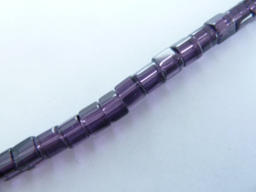 purple glass cube beads
