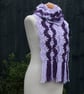 Crochet Stripey Scarf in Lilac and Purple Tweed - Image 2