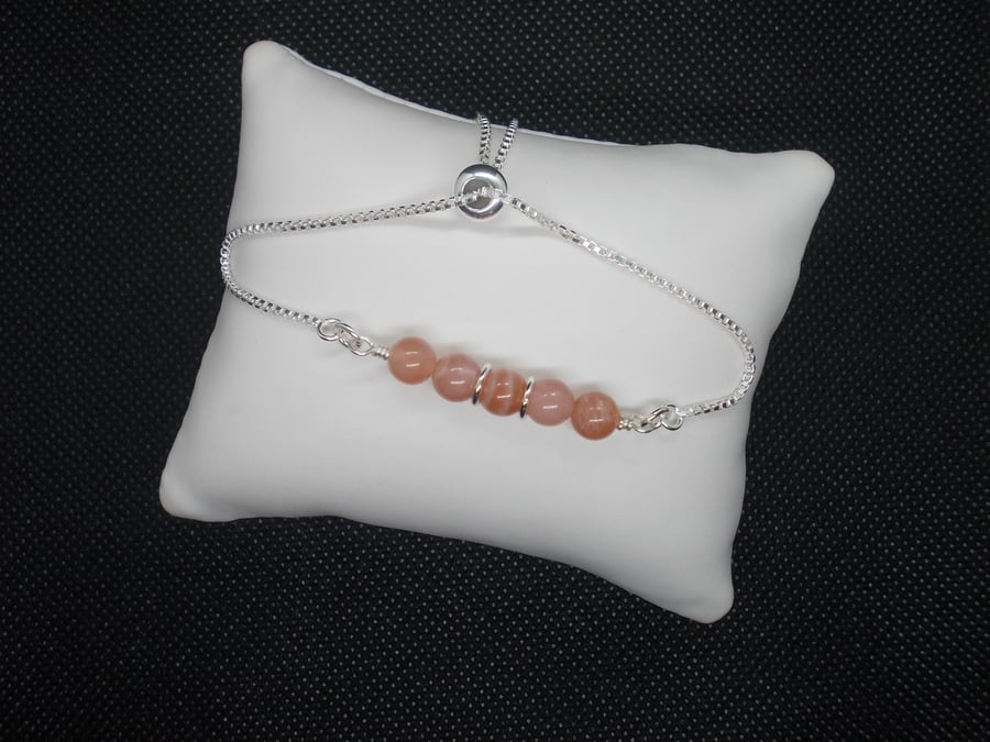 Peach moonstone slider bracelet