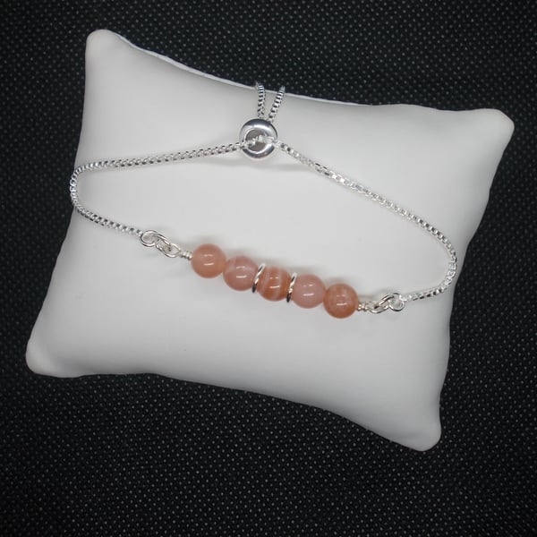 Peach moonstone slider bracelet