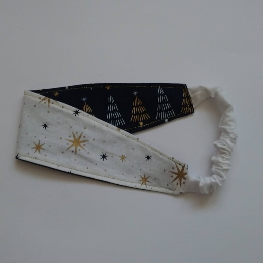 Christmas Trees and Stars Reversible Headband