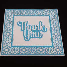 Thank You Greeting Card - Blue and White