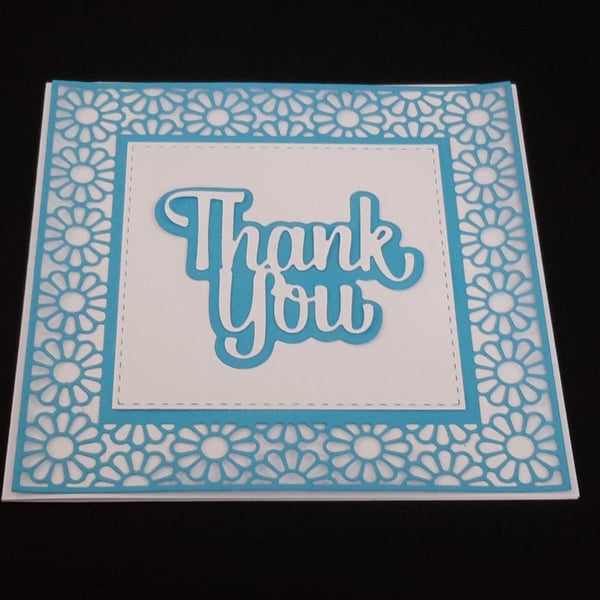 Thank You Greeting Card - Blue and White