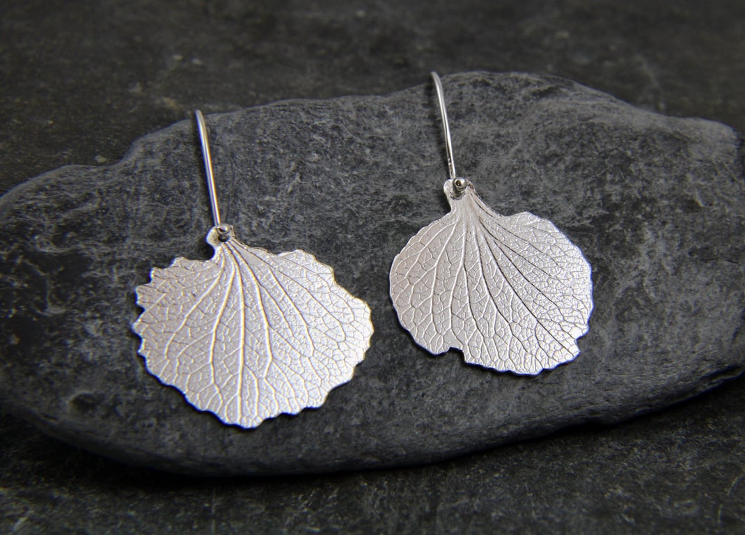 Petal drop 925 earrings - hydrangea Sterling Silver dangly earrings - flower ear